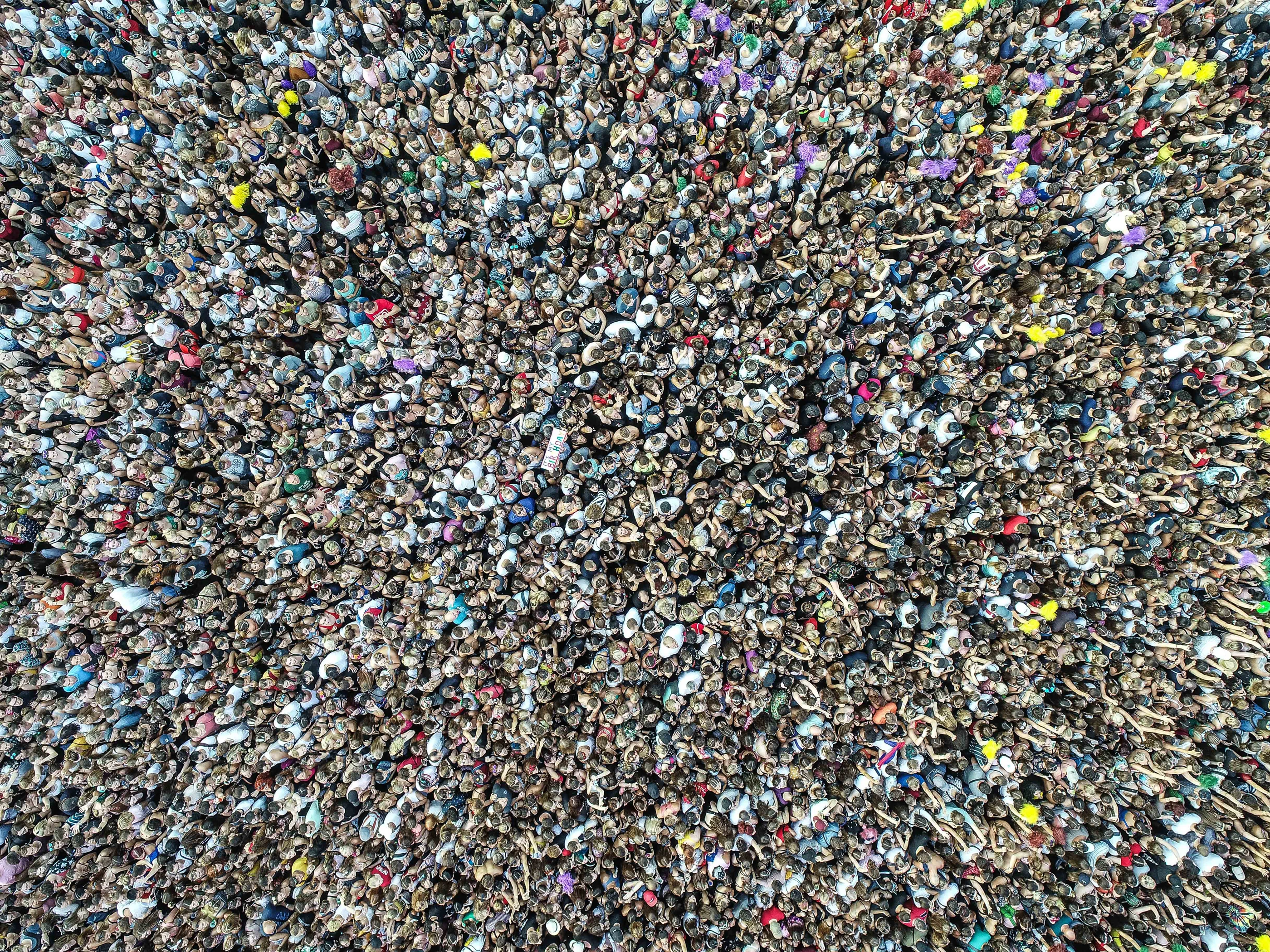 Thousands of festivalgoers seen directly from above, photographed by Péter Kálló