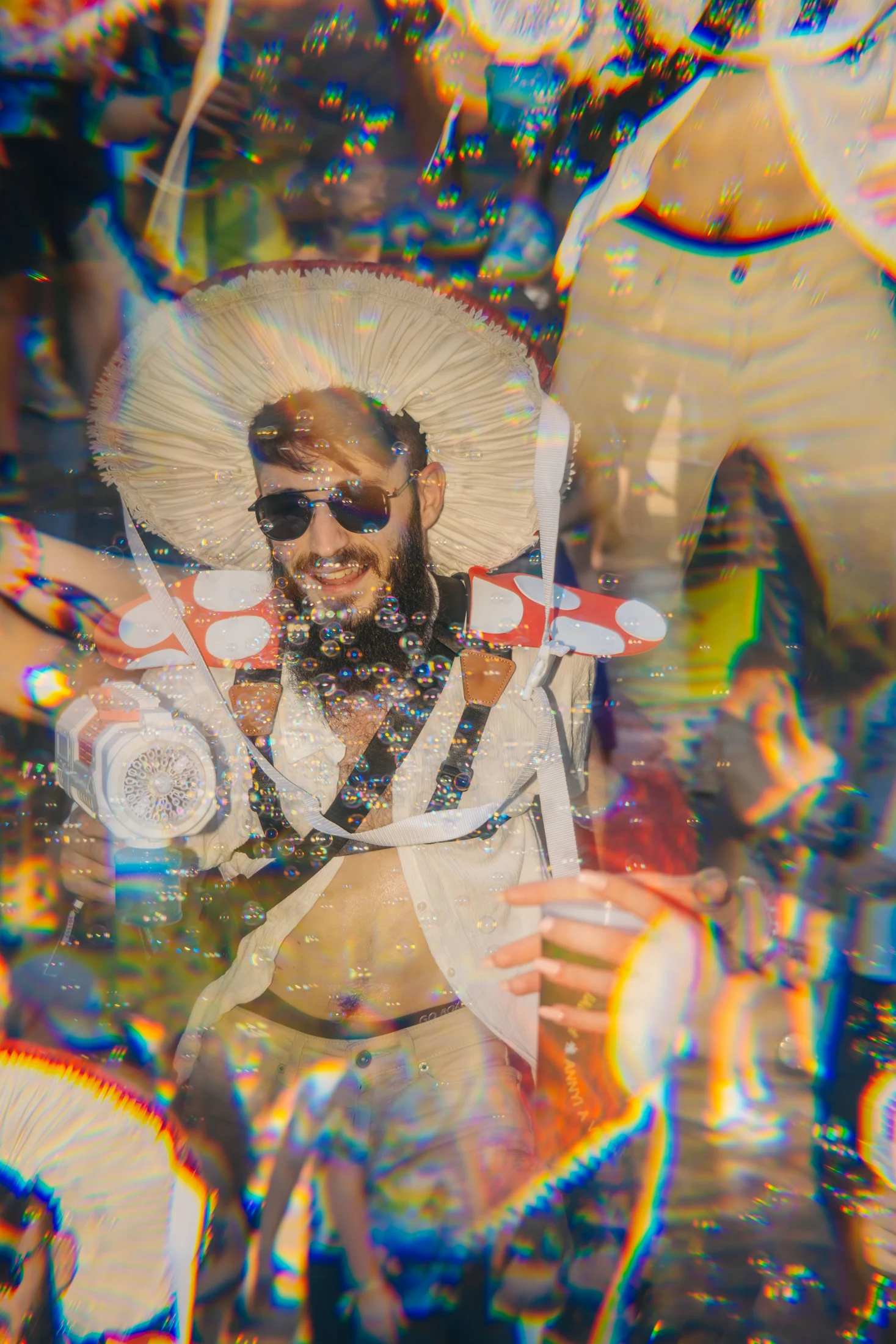 A playful prismatic festival portrait at Sziget