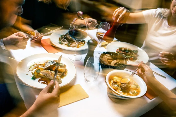 Good food, good company — Hospitality photography. Photograph by Rockstar Photographers.